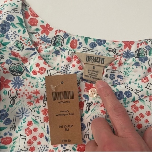 New Duluth Wrinkle Fighter Tunic Shirt Floral Garden Print - Picture 6 of 6
